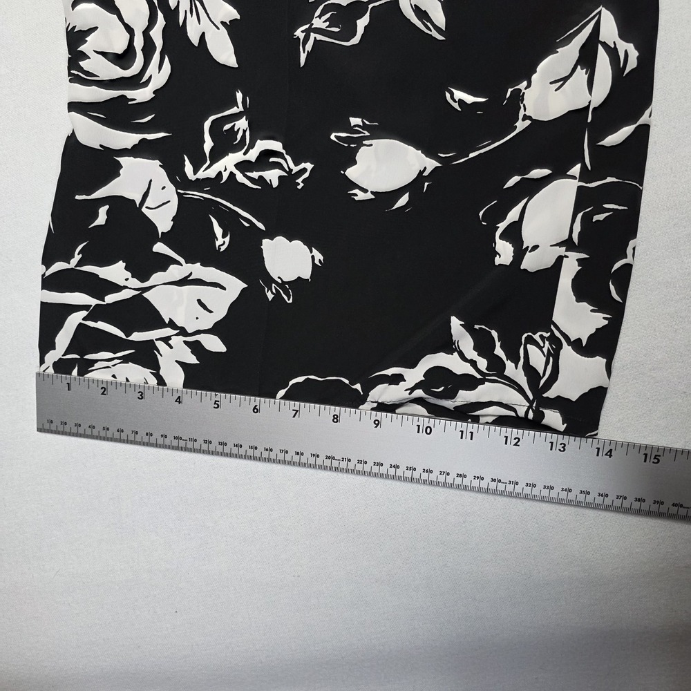 Lauren Ralph Lauren Black White Floral Wide Leg Pants Trousers Size 16 High Rise - Picture 9 of 9